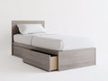 Lit simple-Panneau dérivé du bois-205x98x90 cm-Gris clair-Style moderne avec rangement