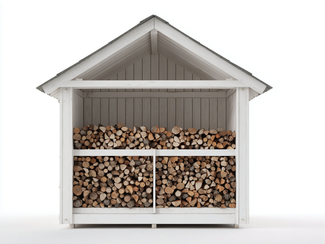 Abri à bûches - Bois - 190 x 85 x 220 cm - Blanc-Gris - Style traditionnel