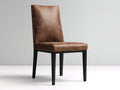 Chaise de salle à manger - Similicuir - Bois - 52 x 58 x 96 cm - Marron foncé-Noir - Style industriel moderne