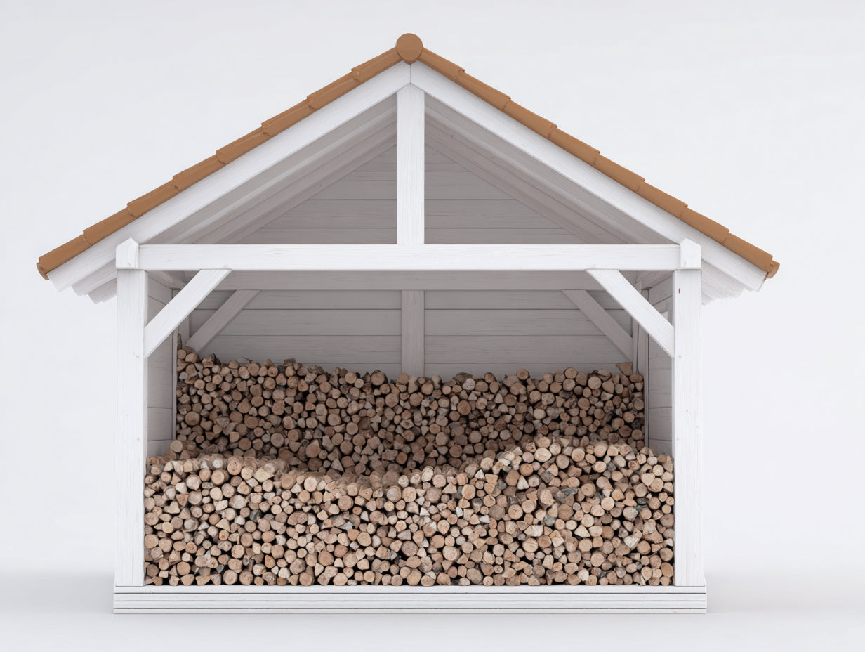 Abri à bûches - Bois - 276 x 112 x 238 cm - Blanc-Brun - Style chalet