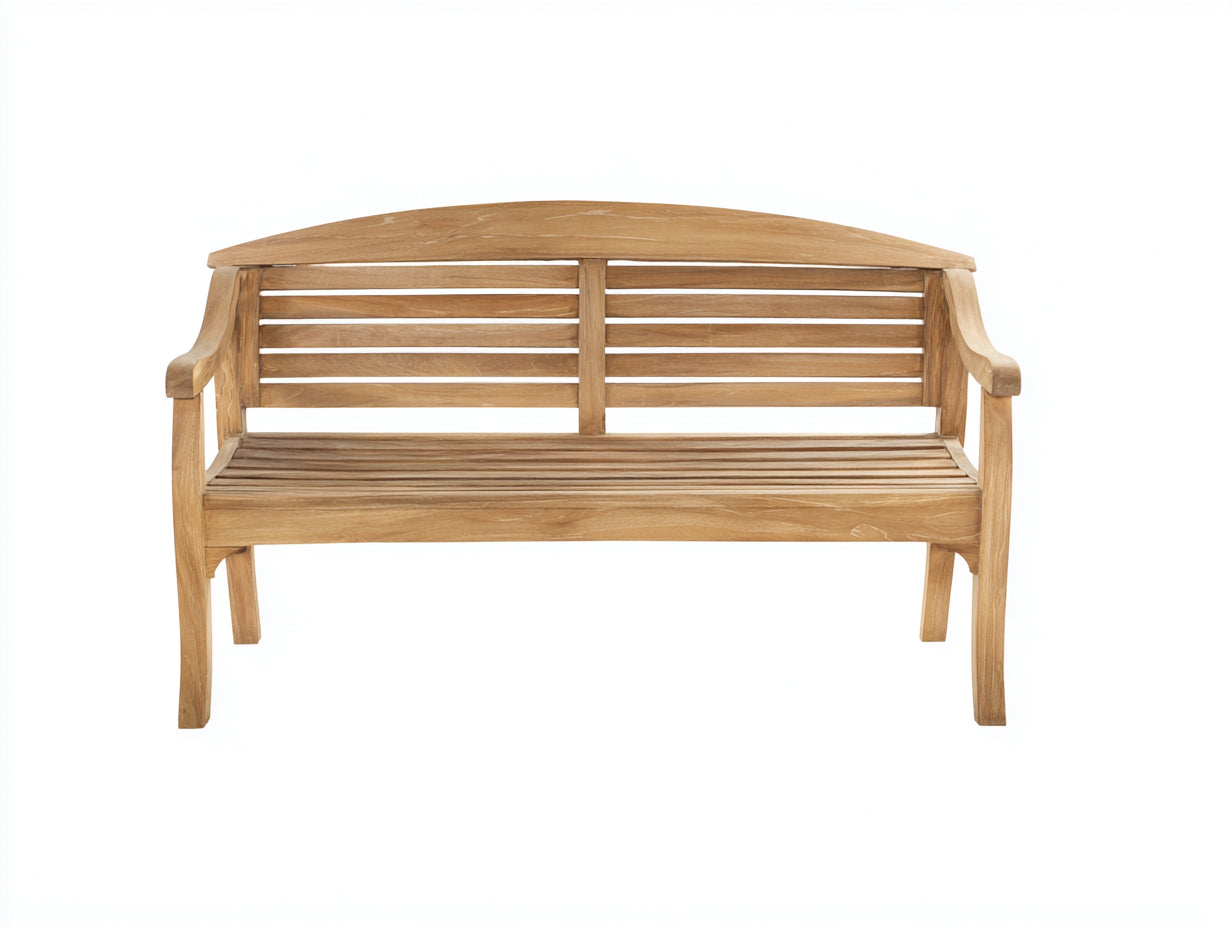 Banc de jardin - Teck - 150 x 62 x 90 cm - Bois naturel - Style classique à dossier ajouré