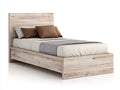 Lit simple - Bois d'ingénierie - 205 x 95 x 105 cm - Blanc vieilli - Style rustique moderne