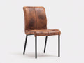 Chaise de salle à manger - Similicuir - Métal - 56 x 57 x 94 cm - Marron vieilli-Noir - Style industriel contemporain