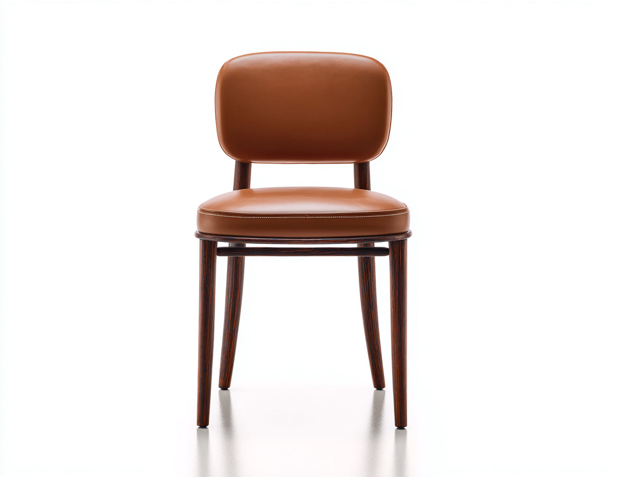 Chaise de salle à manger - Similicuir - Bois - 53 x 55 x 80 cm - Cognac - Style rétro contemporain