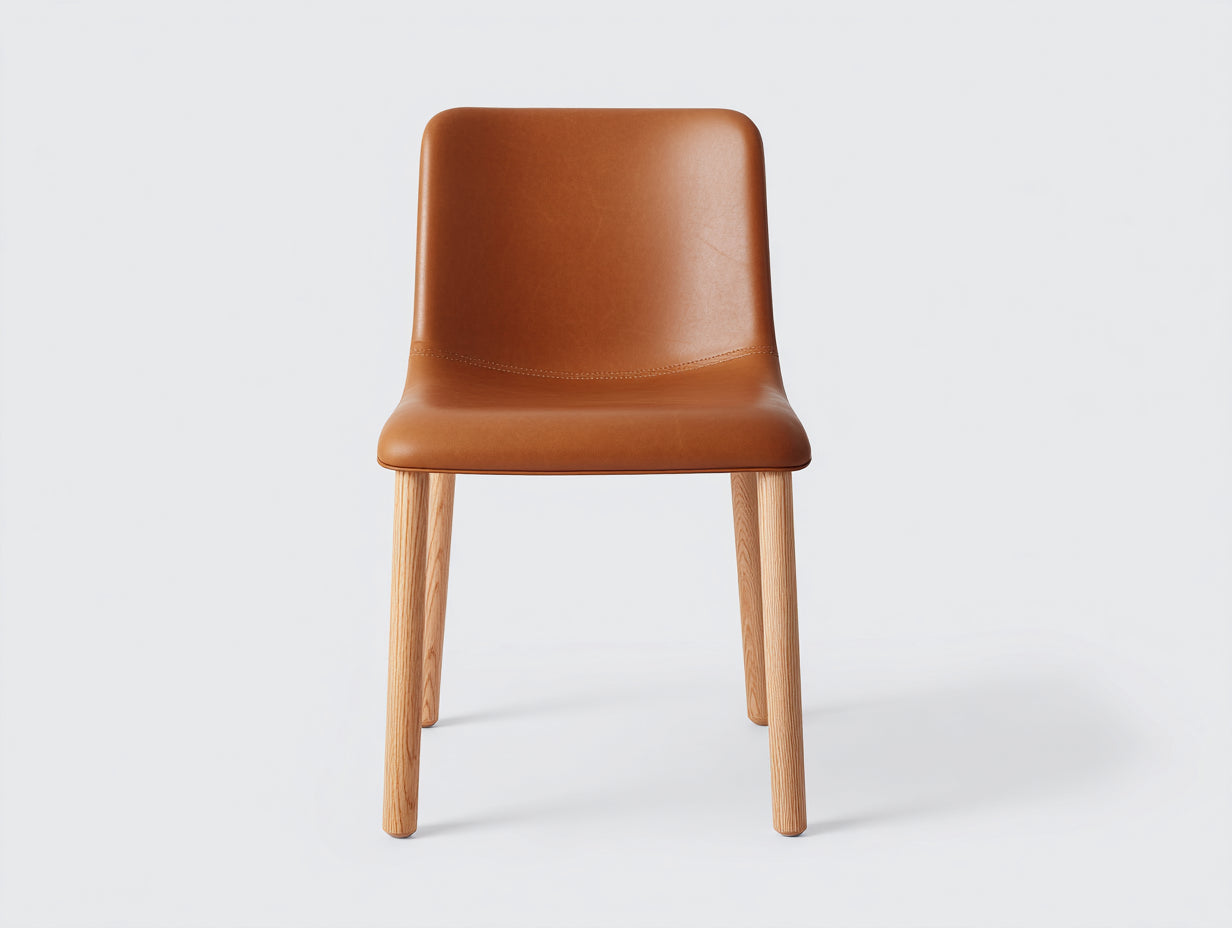 Chaise de salle à manger - Similicuir - Bois - 52 x 55 x 84 cm - Cognac - Style scandinave contemporain