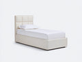 Lit simple-Tissu-Métal-205x98x110 cm-Ivoire-Style moderne rembourré