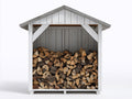 Abri à bûches - Bois - 178 x 90 x 198 cm - Blanc-Gris - Chalet rustique