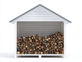 Abri à bûches - Bois - 220 x 95 x 225 cm - Blanc-Gris - Style chalet