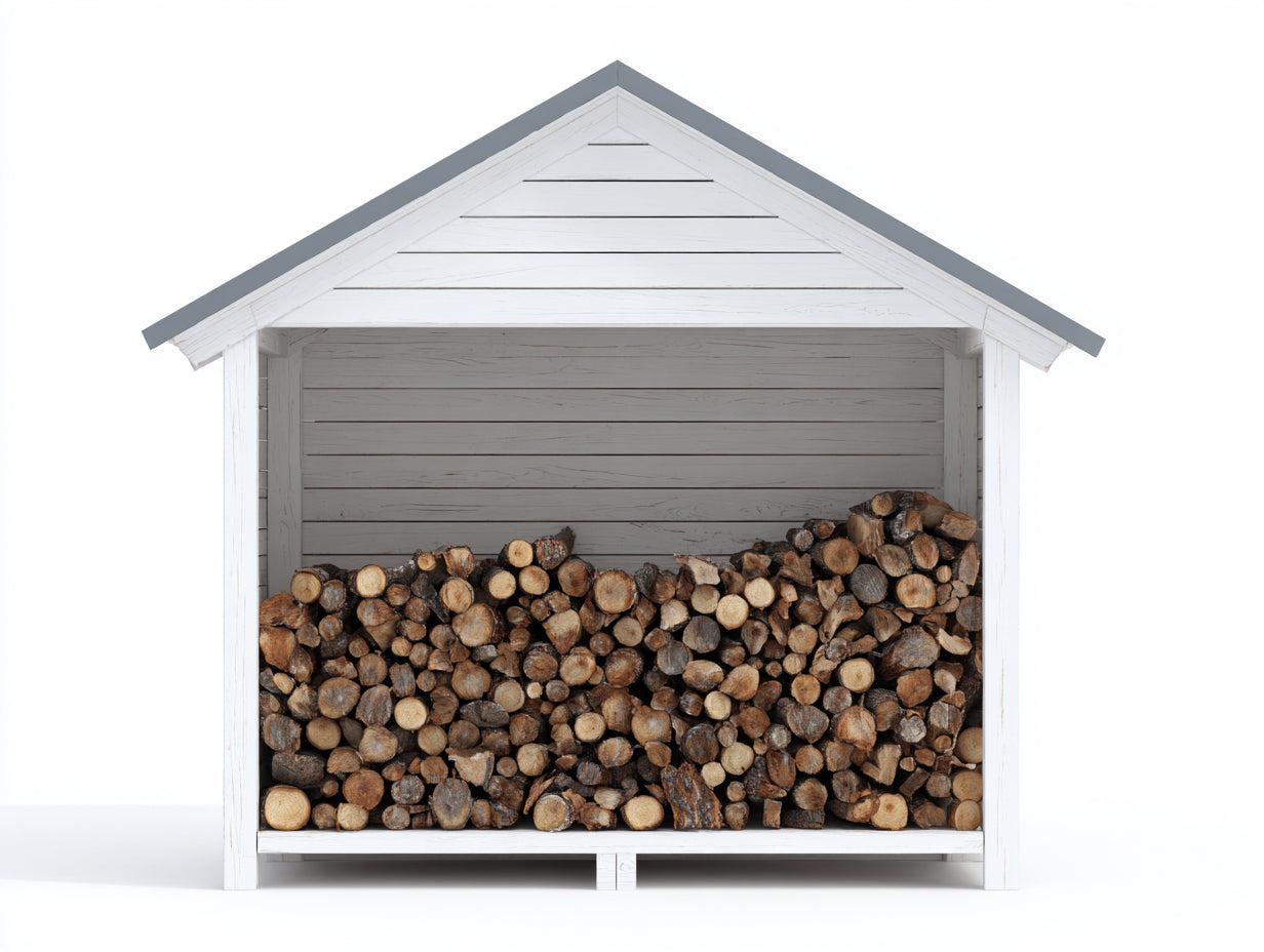Abri à bûches - Bois - 220 x 95 x 225 cm - Blanc-Gris - Style chalet