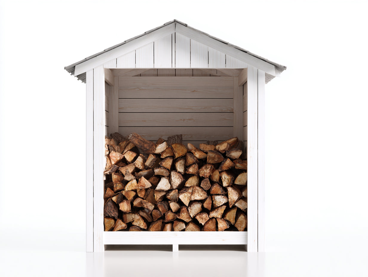 Abri à bûches - Bois - 152 x 78 x 190 cm - Blanc-Gris - Design classique