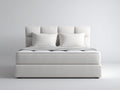 Lit double - Tissu - 224 x 188 x 122 cm - Blanc - Style moderne avec tête de lit rembourrée