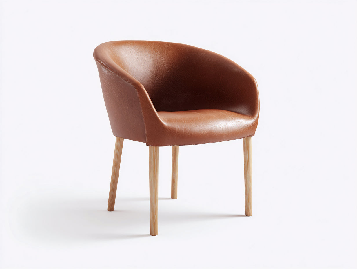 Chaise de salle à manger - Similicuir - Bois - 62 x 60 x 78 cm - Cognac - Style contemporain naturel