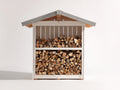 Abri à bûches - Bois - 165 x 82 x 198 cm - Blanc-Gris - Style rustique