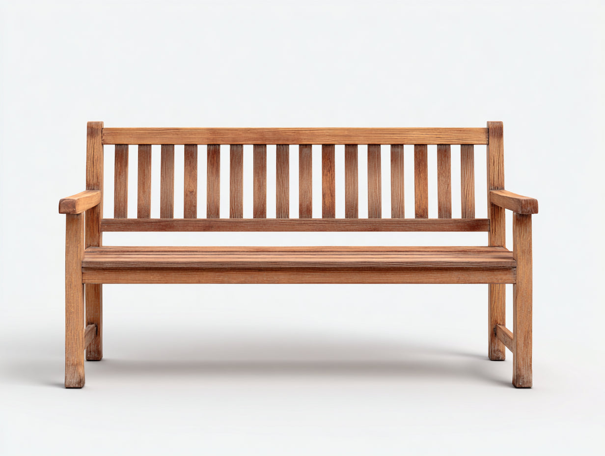 Banc de jardin - Teck - 152 x 62 x 90 cm - Brun naturel - Style traditionnel à dossier droit