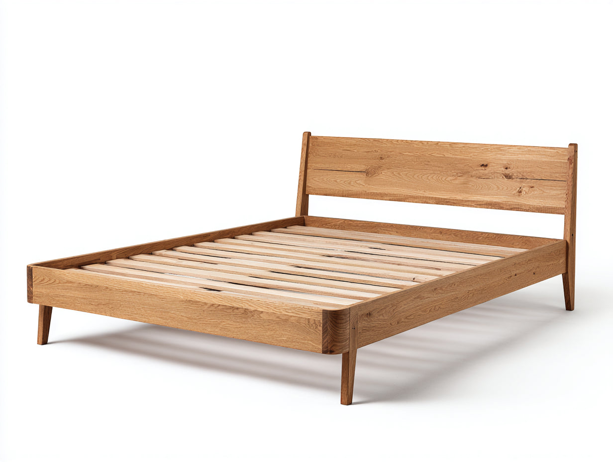 Lit double - Bois - 230 x 190 x 112 cm - Bois naturel - Style moderne scandinave