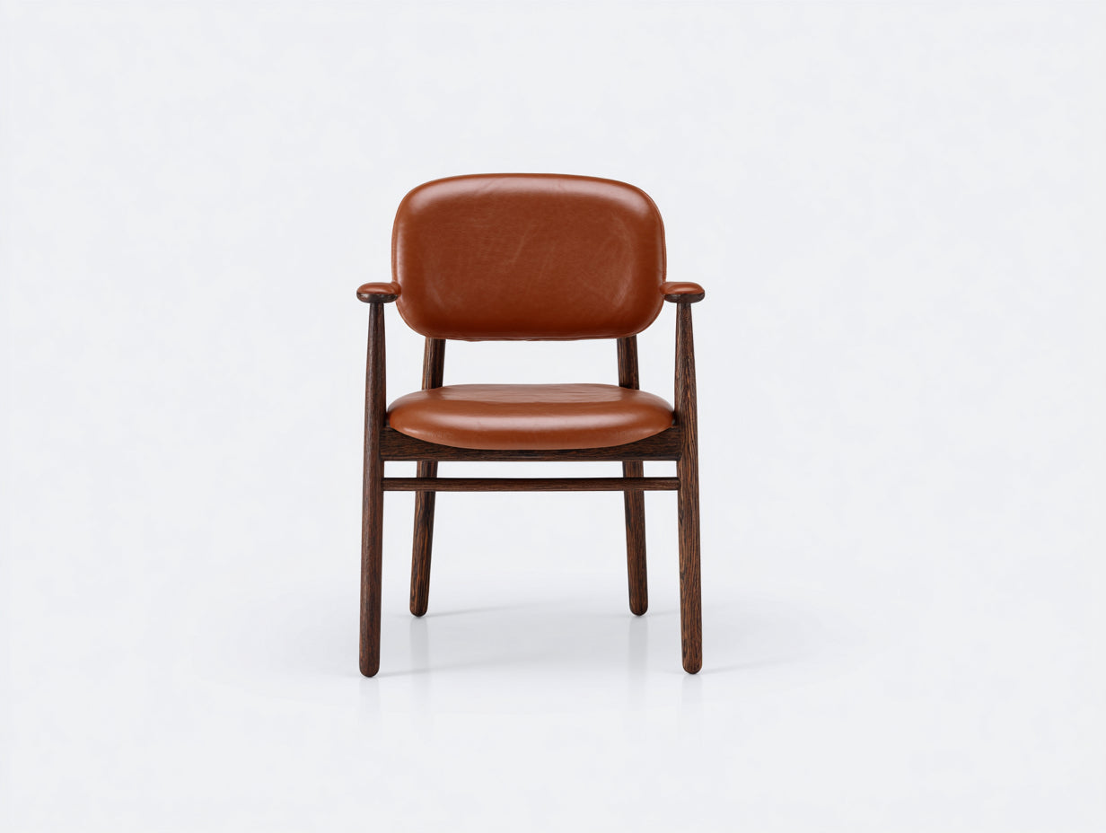 Chaise de salle à manger - Similicuir - Bois - 60 x 58 x 82 cm - Cognac - Style rétro naturel