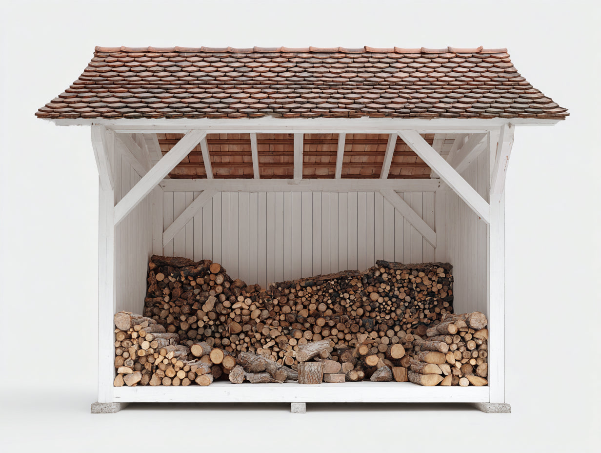 Abri à bûches - Bois - 292 x 108 x 218 cm - Blanc-Brun - Style traditionnel