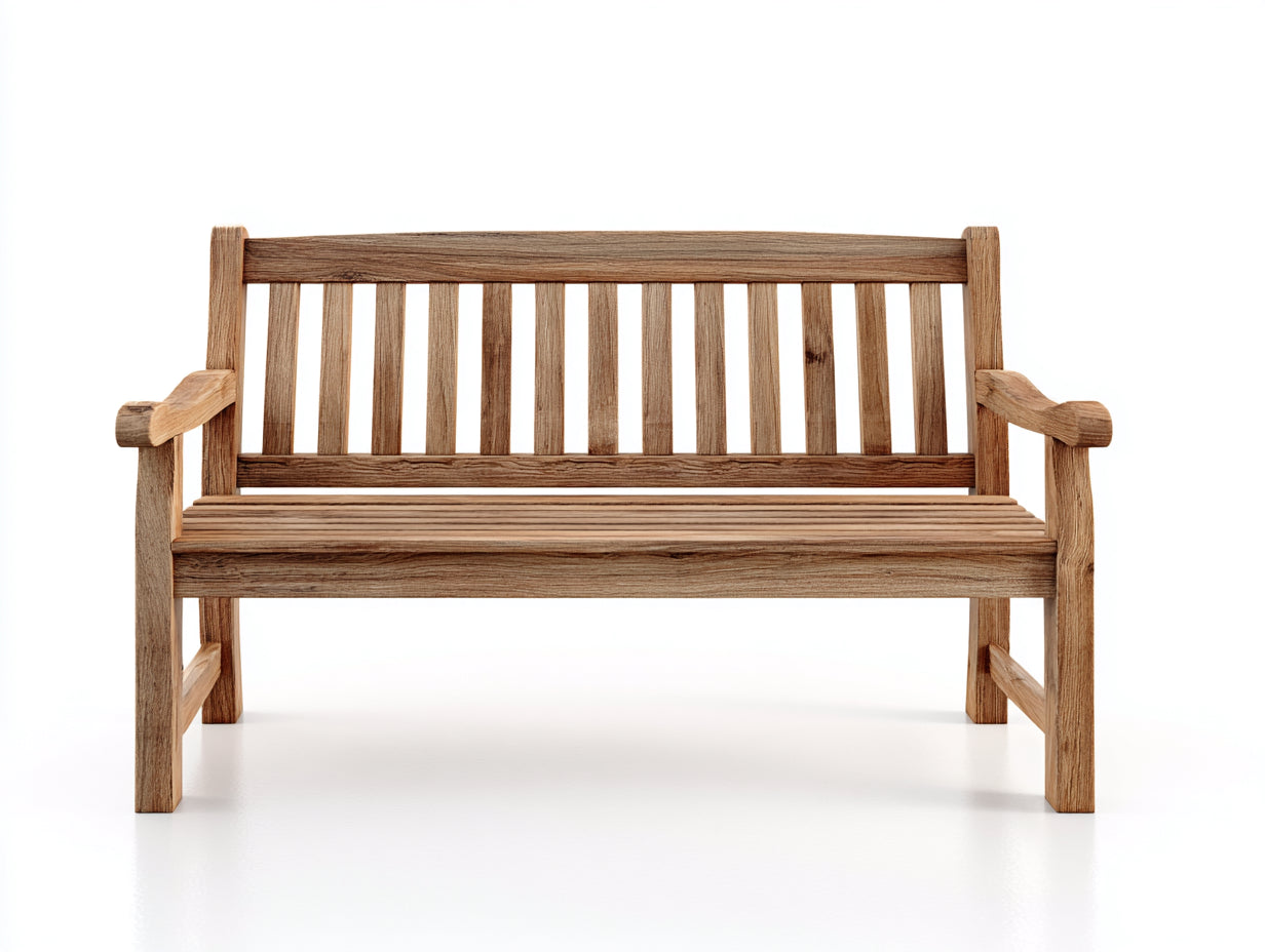 Banc de jardin - Teck - 148 x 61 x 88 cm - Bois naturel - Style rustique à dossier ajouré