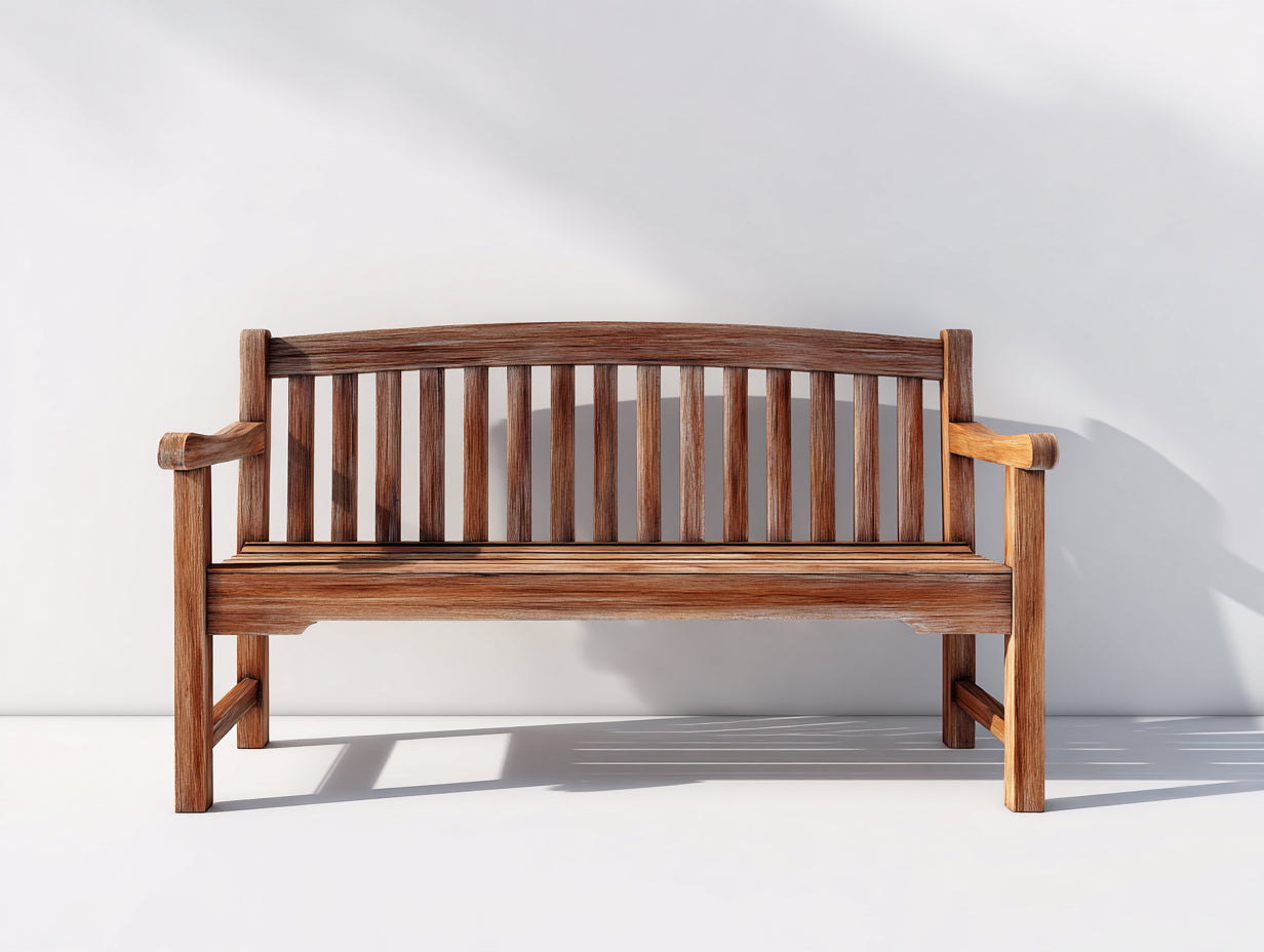 Banc de jardin - Teck - 156 x 63 x 91 cm - Brun - Style classique à dossier cintré