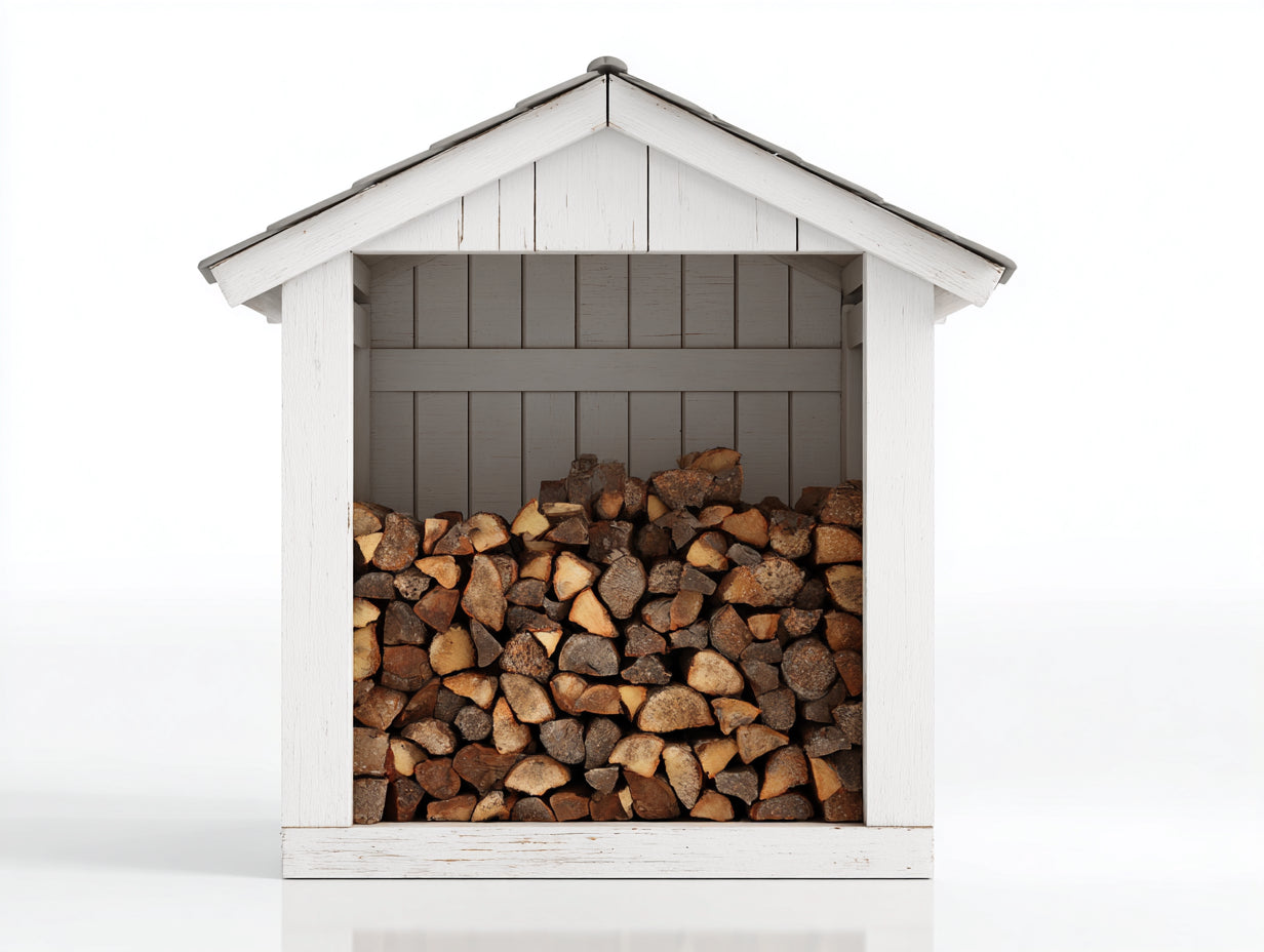 Abri à bûches - Bois - 158 x 82 x 184 cm - Blanc-Gris - Style minimaliste