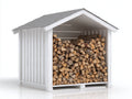 Abri à bûches - Bois - 184 x 92 x 207 cm - Blanc-Gris - Style contemporain