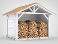 Abri à bûches - Bois - 286 x 118 x 225 cm - Blanc-Bois naturel - Style traditionnel