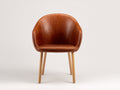 Chaise de salle à manger - Similicuir - Bois - 60 x 58 x 82 cm - Cognac-Bois naturel - Style rétro contemporain