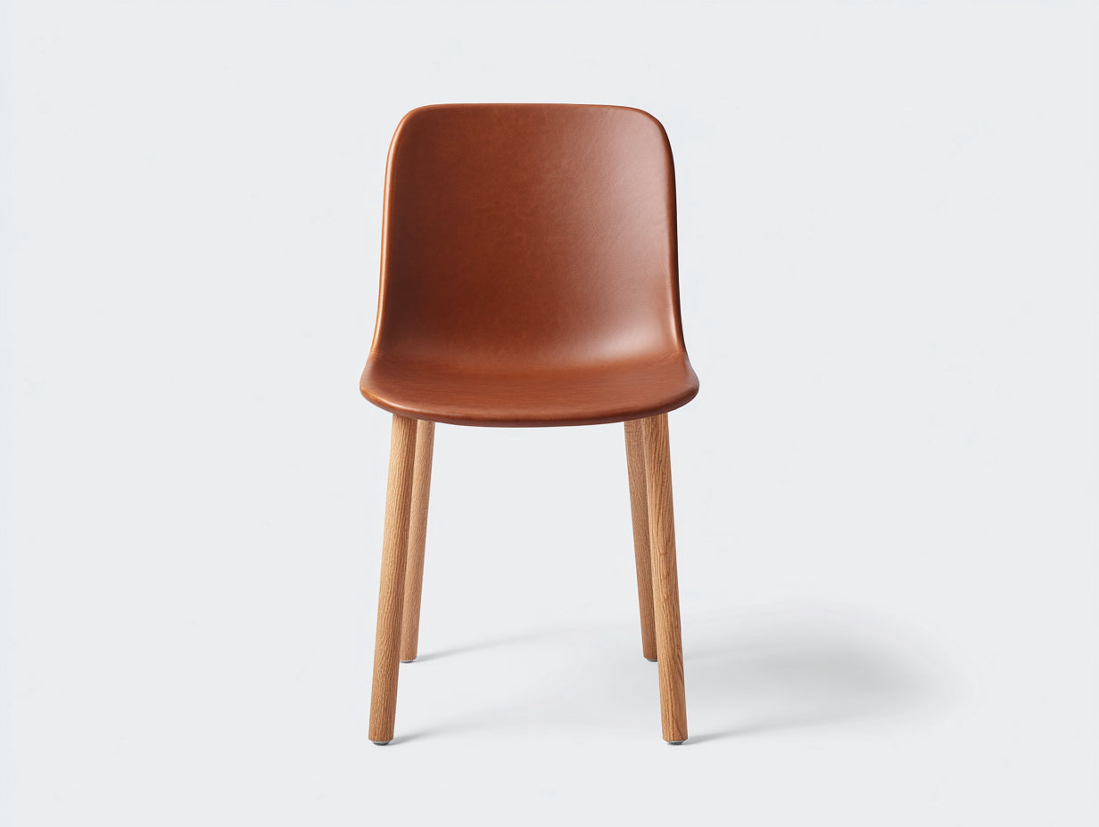 Chaise de salle à manger - Similicuir - Bois - 50 x 55 x 82 cm - Cognac - Style scandinave contemporain