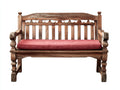 Banc de jardin - Bois-Tissu - 148 x 66 x 96 cm - Brun-Rouge - Style colonial sculpté