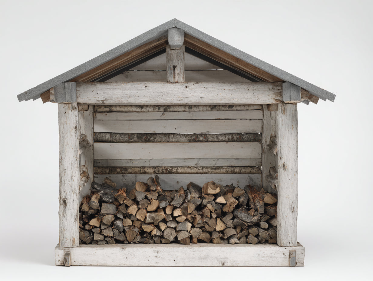 Abri à bûches - Bois - 168 x 84 x 184 cm - Blanc-Gris-Bois naturel - Style rustique